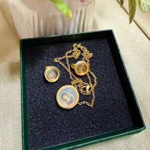 Elegant Gold Pendant and Earring Set